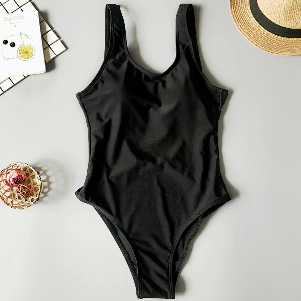 One Piece Thong High Cut Trikini Backless Swim Bodysuit