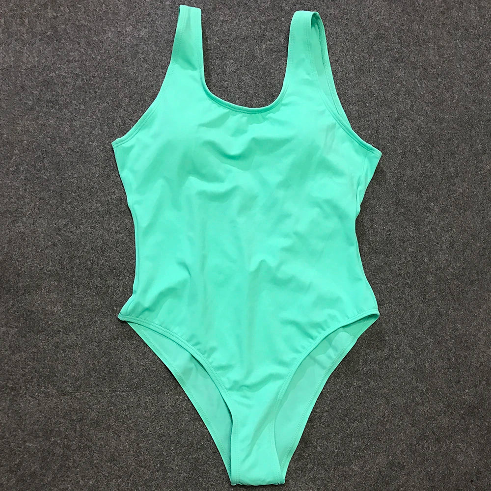 One Piece Thong High Cut Trikini Backless Swim Bodysuit