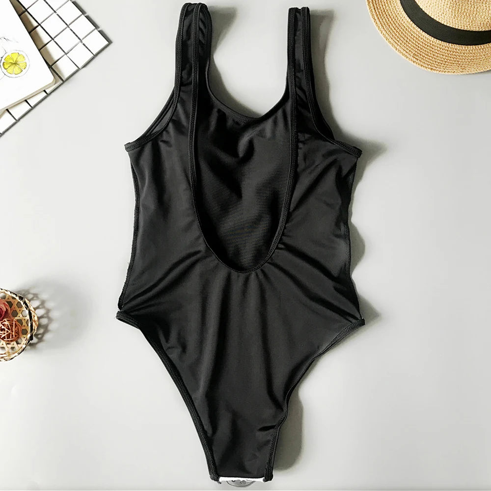 One Piece Thong High Cut Trikini Backless Swim Bodysuit