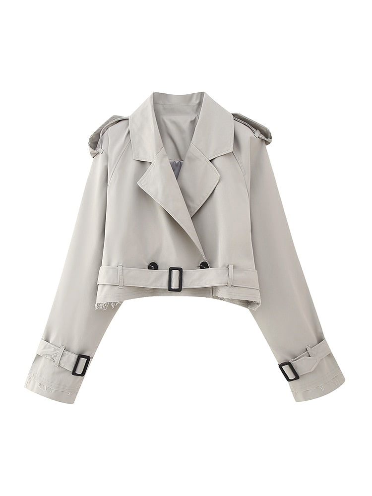 Belt Cropped Trench Jacket