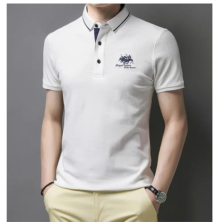 Summer Mens Embroidered Polo Shirts Short Sleeve