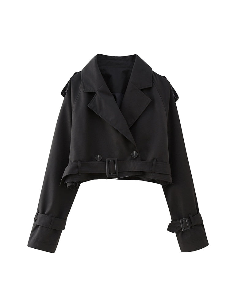 Belt Cropped Trench Jacket