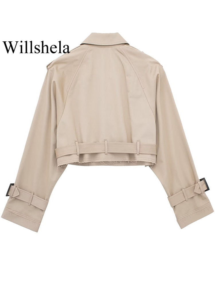 Belt Cropped Trench Jacket