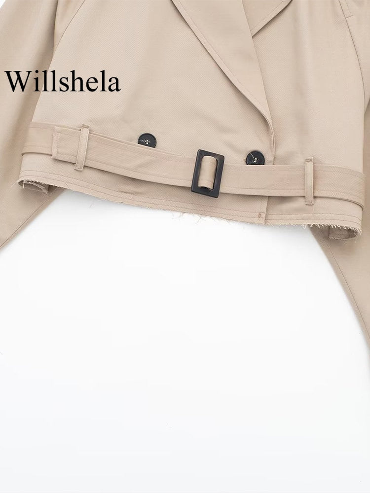 Belt Cropped Trench Jacket