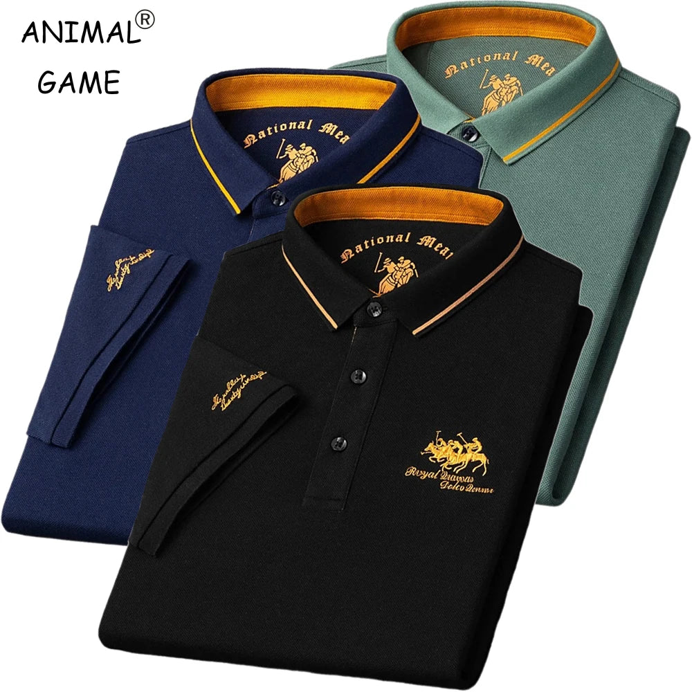 Summer Mens Embroidered Polo Shirts Short Sleeve