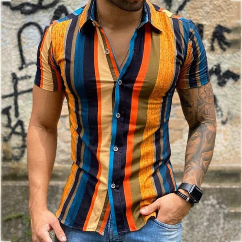 Vintage Striped Shirt Short Sleeve