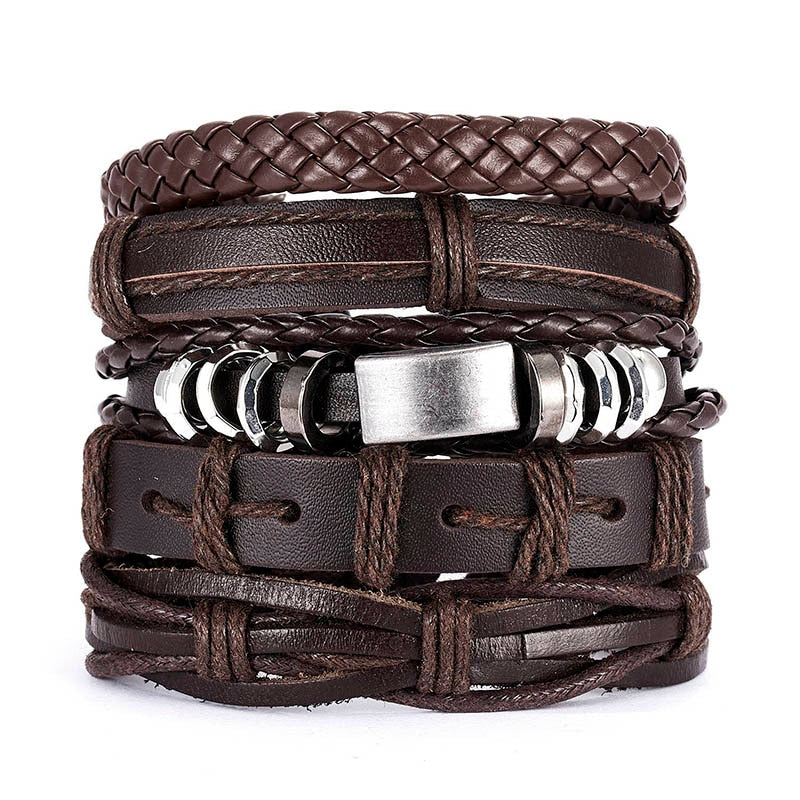 Men Leather Braid Bracelets