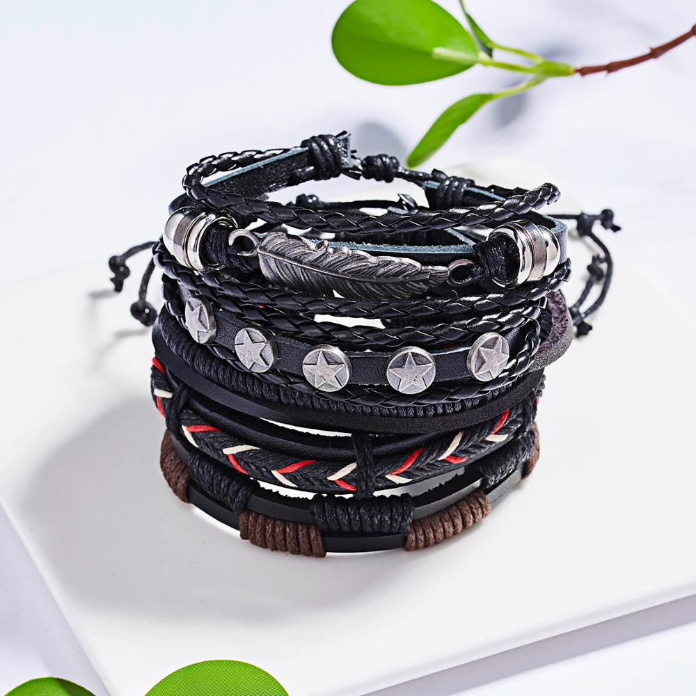 Men Leather Braid Bracelets