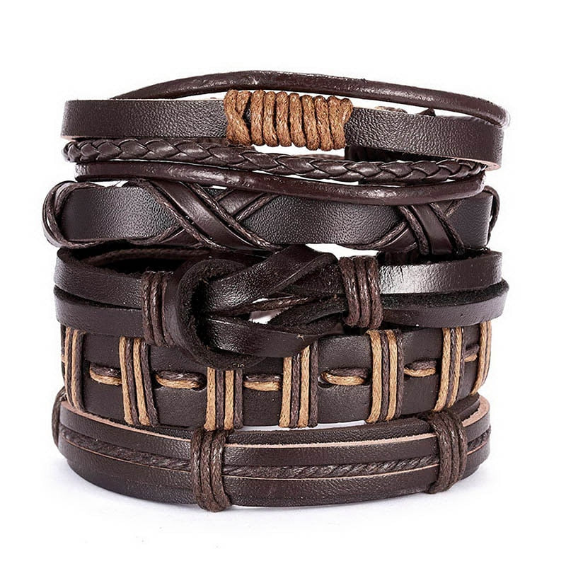 Men Leather Braid Bracelets