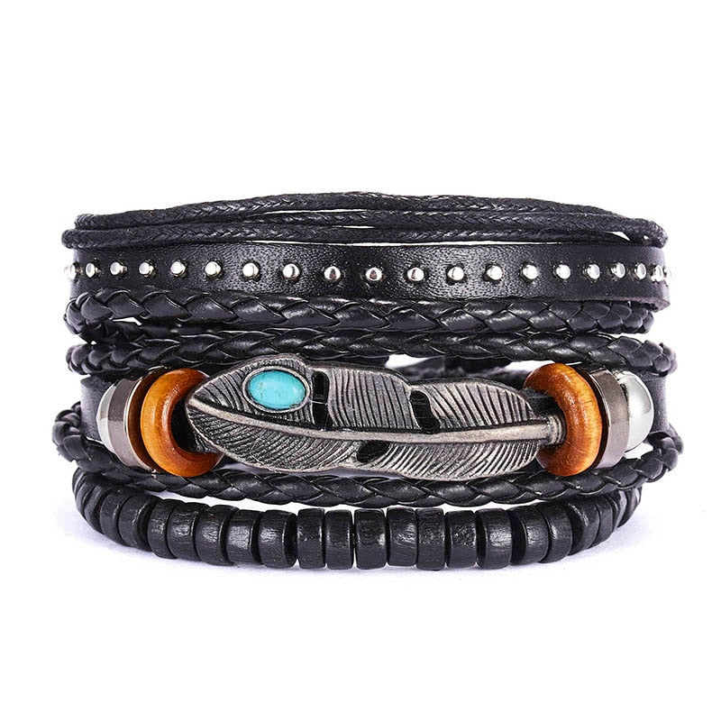 Men Leather Braid Bracelets