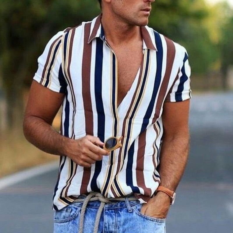 Vintage Striped Shirt Short Sleeve