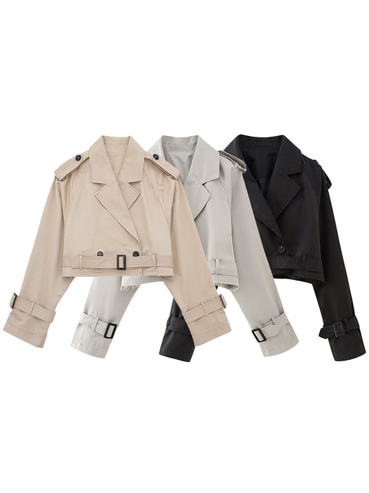 Belt Cropped Trench Jacket